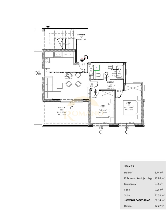Appartamento bilocale con vista mare a Čiovo, zona Salduna vicino al campeggio Rožac - 64 m2